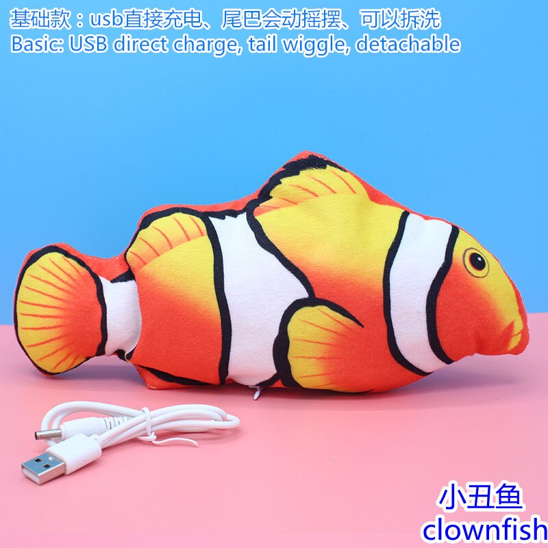 Web celebrity simulation electric will run beating swinging fish plush toy children boys jump baby with remote control01: Clownfish base