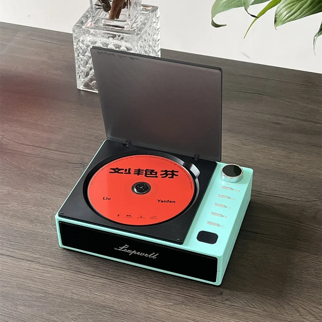 Bildschirm Tragbarer CD-Player Walkman Vintage CD Disc Bluetooth Lautsprecher Album All-in-One-Player: green