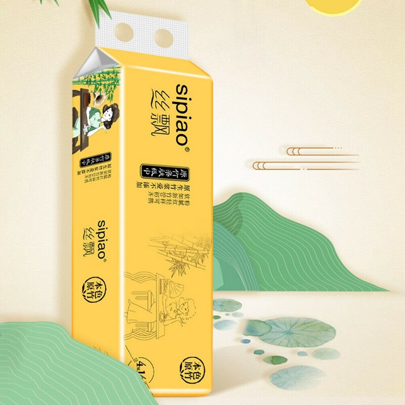 14 rullar naturligt bambumassa toalettpapper 4 lager hudvänligt badrumspapper handdukspapper hushållspapper