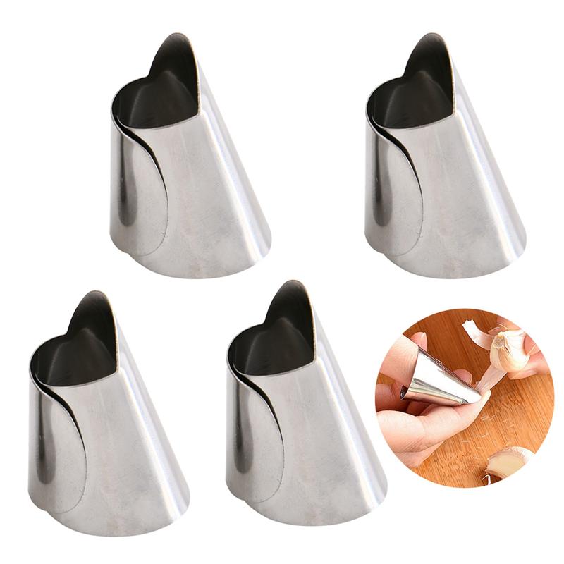 4pcs Adjustable Hand Guard Finger Protector Stainless Steel Nail Cover Finger Guard Avoid Hurting Safe Kitchen Tool