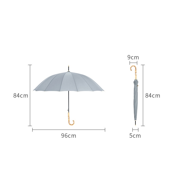 Paraguas de lluvia largo y fuerte con mango de bambú Yesello para hombres y mujeres, Parasol de estilo japonés de fibra de vidrio de 16K