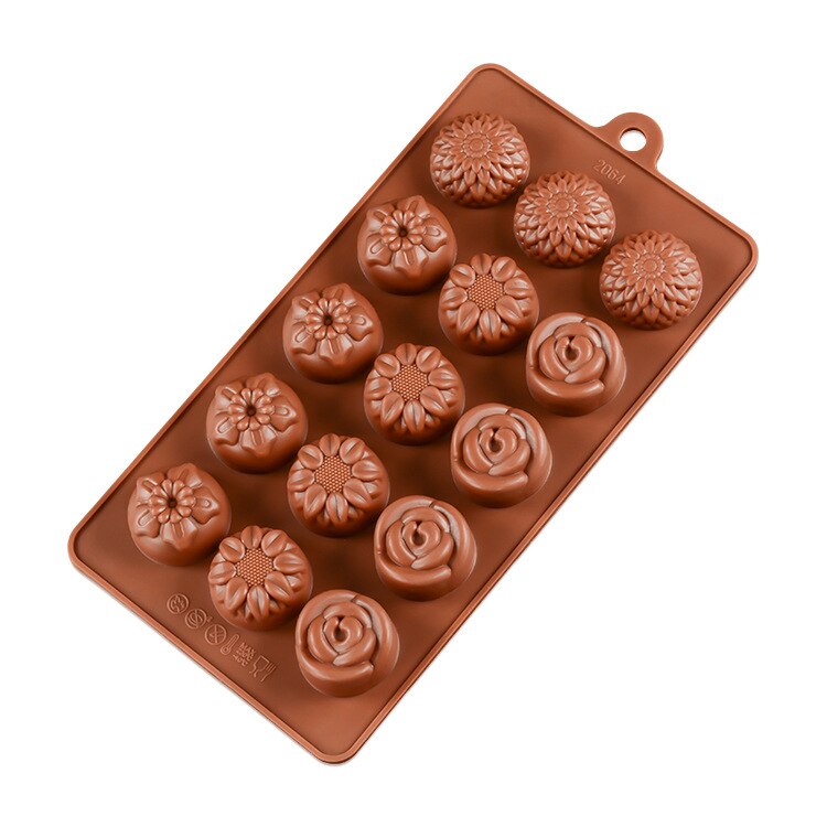 Silikolove utensilios para decoración de tortas con Fondant molde de silicona antiadherente Chocolate moldes pudín gelatina para hornear cocina Sugarcraft: 20 - Flower shape