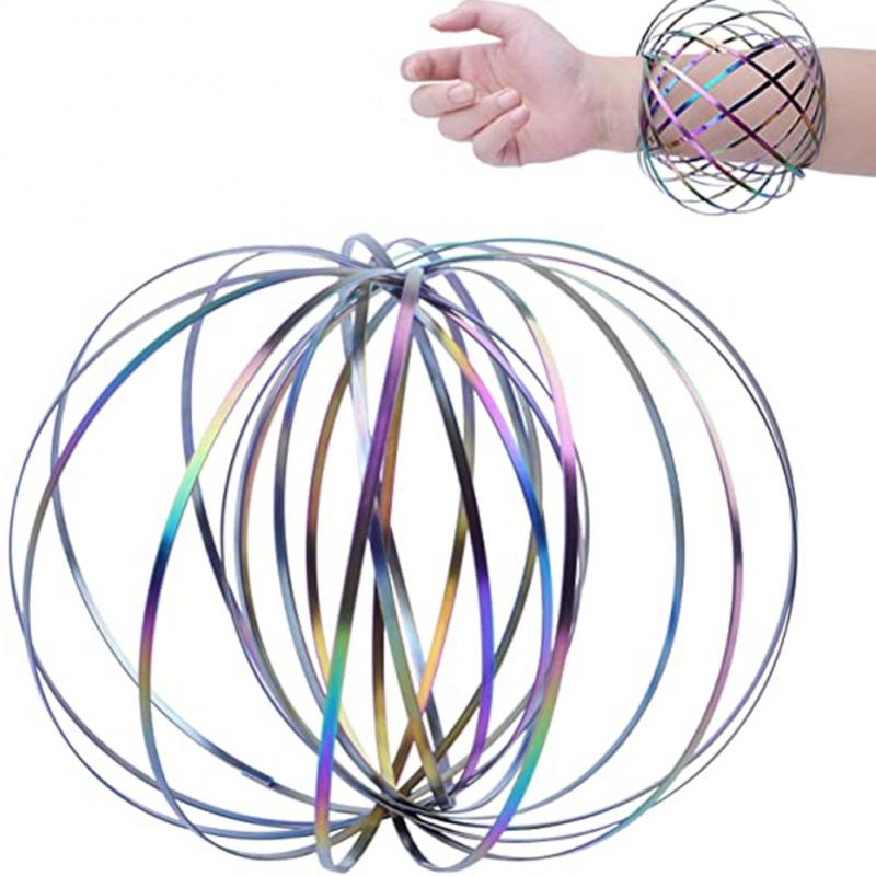 1Pc Kids Adults Decompression Fingertip Toy Magical Flow Ring 3D Spring Rings Interactive Kinetic Fingertip Anti-Stress Toy