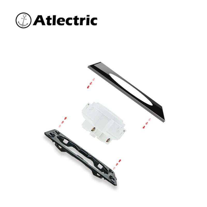 Atlectric Usb Wall Power Socket Black Crystal Glass Panel EU French Socket TV CAT6 HIMI Outlet Function Key DIY Free Combination