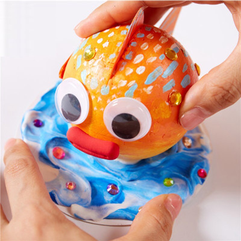 Kids DIY Handmade Bubble Fish Toys For Children Foam Ball Painting Drawing Set Kindergarten Art Kids Craft Educational Toys