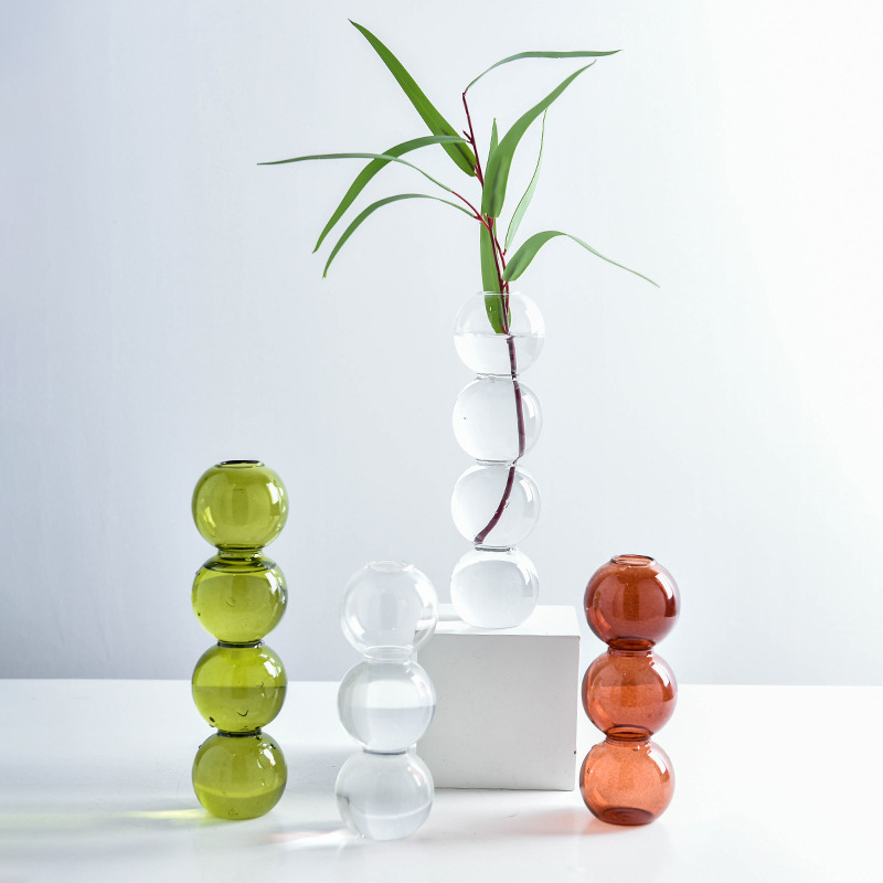 Vase à bulles en verre coloré , Arrangement de fleurs, ornements de Table hydroponique, décoration de maison