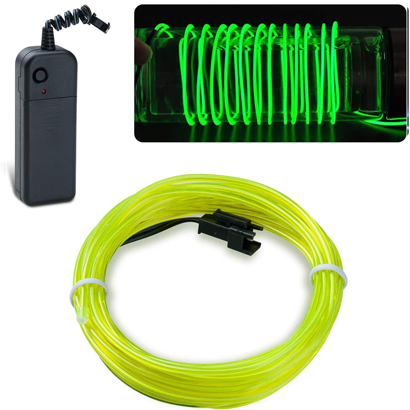 Câble métallique fluo à LED, 2m, luminaire décoratif idéal pour une soirée séparés ante, Noël, une voiture ou un rave: GRIS