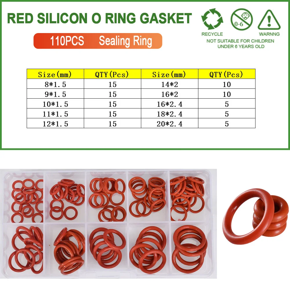 Silicone Seal Rings Set Pressure Washer Spacer Rubber O-ring Plumbing Gasket Oil Resistant nbr O Ring High Temperature Oring Kit: dark green