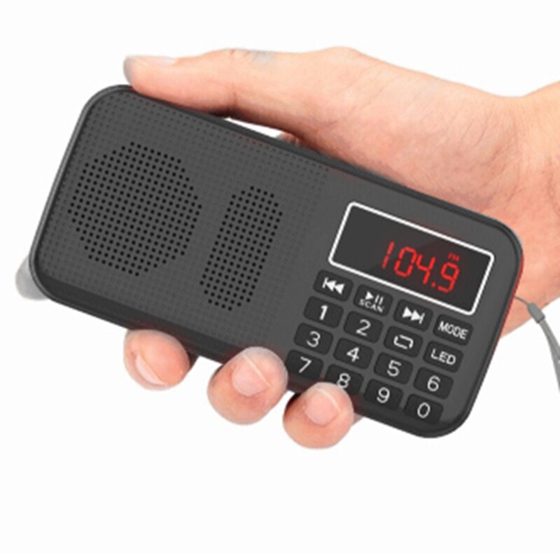 Reproductor de música MP3 altavoz portátil Mini Radio FM Auto Scan con batería 18650 y ranura para tarjeta TF y linterna
