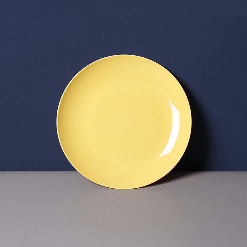Keuken Plastic Voedsel Saus Schotel Kleine Azijn Smaak Board Snack Platen Creatieve Fruitschaal Imitatie Porselein Ronde Huishouden: YELLOW / 12 Inches