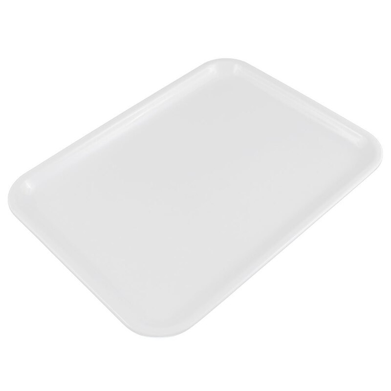 10 tommer lang rektangel form serveringsbakke lavet af plastik: Hvid