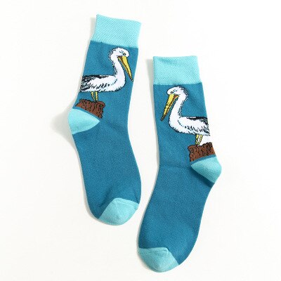 Schattige sokken kort kip flamingo tijger-teckel grappig blij gek mannen mannelijk katoen bij: Zwart