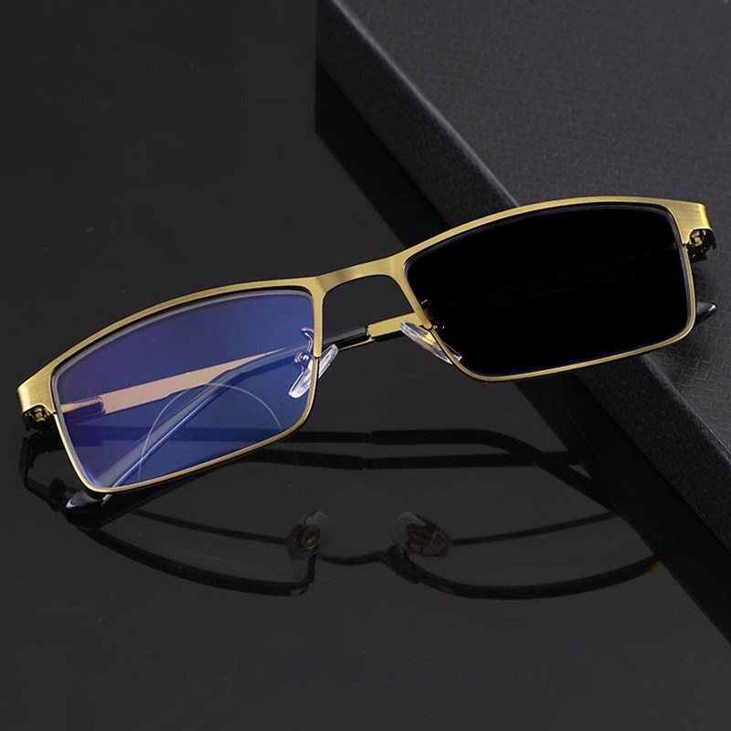 Business High-end Bifocal Photochromic Reading Glasses Men Women UV400 Transition Spring Hinge Diopter Presbyopia