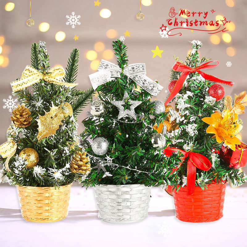 Mini Christmas Tree Desk Table Decoration Cute Xmas Artificial Home Decor Ornaments Children