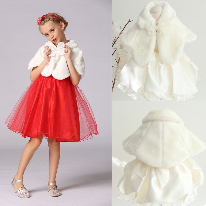 Capa de piel sintética para niñas, Bolero de boda, Tippet, para dama de honor, 2-13 años