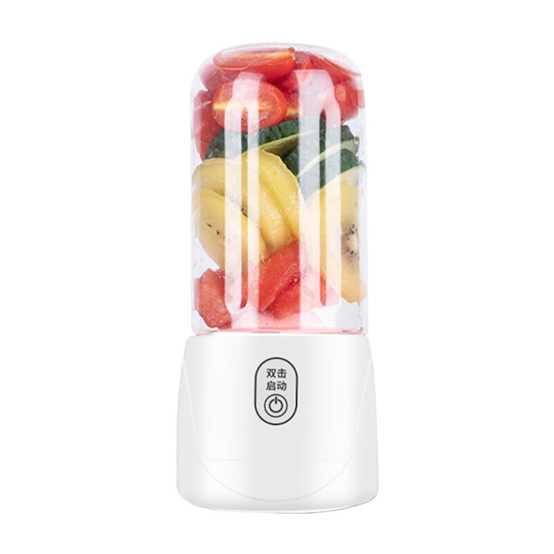 410ml 4/6 Blades Blender Kitchen Electric Mixer Juicer USB Rechargeable Fruit Cup Portable Mini Smoothie Maker Quick Juicing: White / 4 Blade