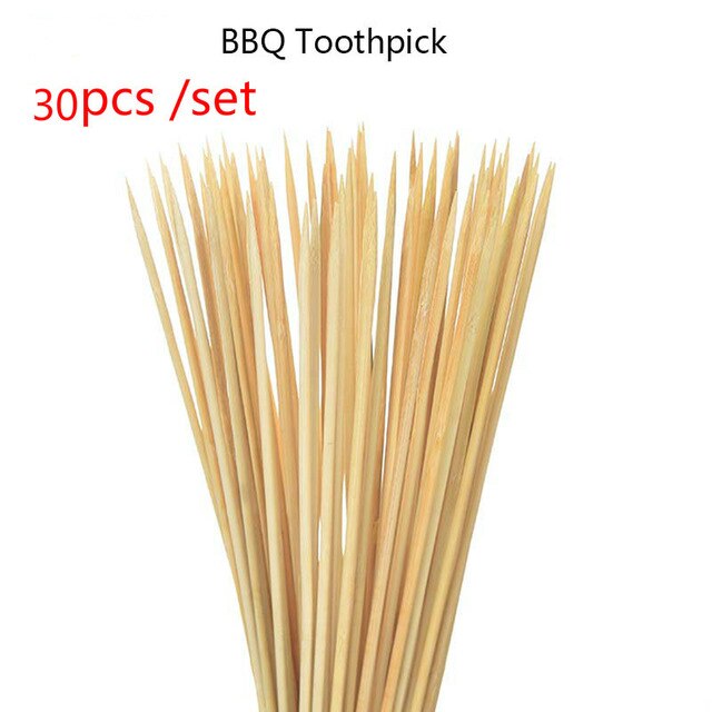Pinchos de madera de bambú para barbacoa, herramienta para comida, carne de bambú, palitos largos desechables para , 15cm/30cm, 30/50 piezas: A 30cm-30PCS