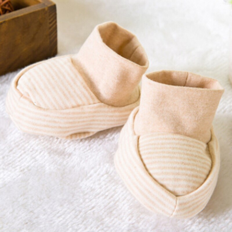Newborn Protection Face 100% Cotton Anti Scratching Gloves Foot Cover Baby Striped Glove Cartoon Pattern Anti-grasping Gloves
