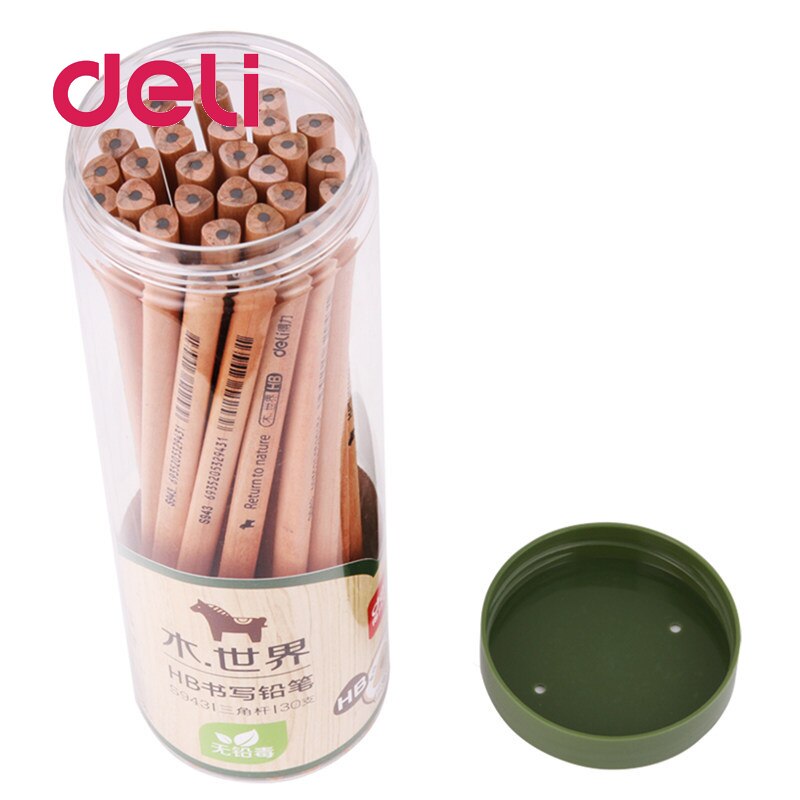 Deli 30 Uds S943 lápiz de madera HB corrección postura estudiante caligrafía todas las clases de autoras lápiz triángulo herramienta de escritura escolar