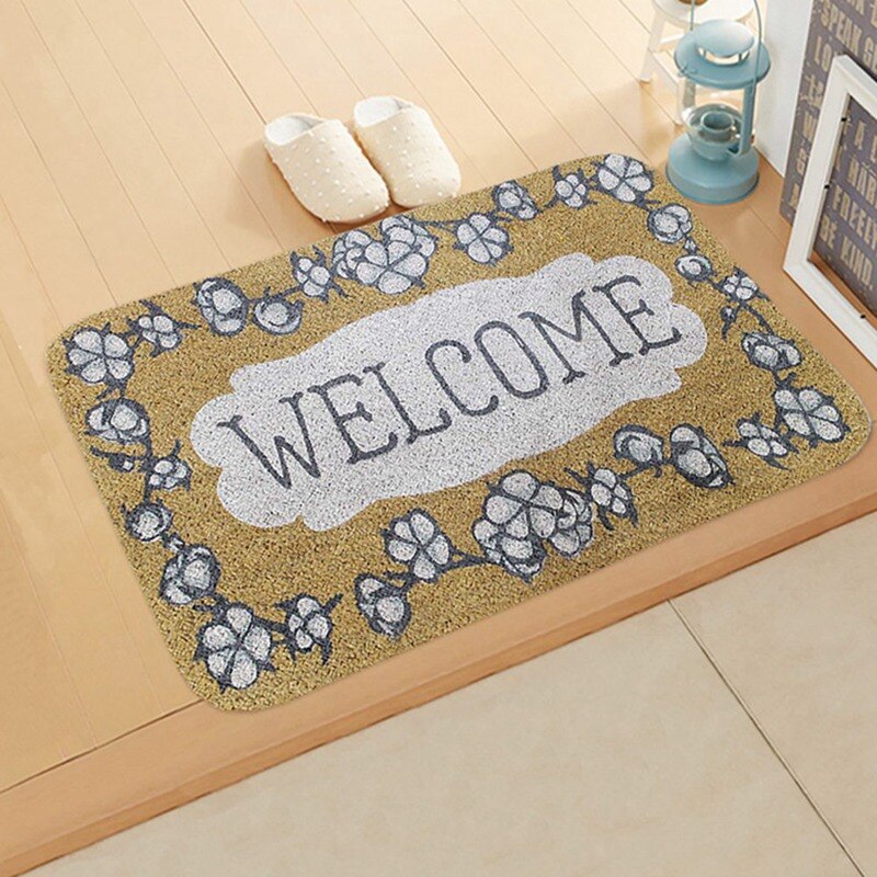 Tapis antidérapant rectangulaire 40 x 60cm welcome home pour chambre à coucher, tapis de sol d'entrée, motif tournesol, paillasson en flanelle