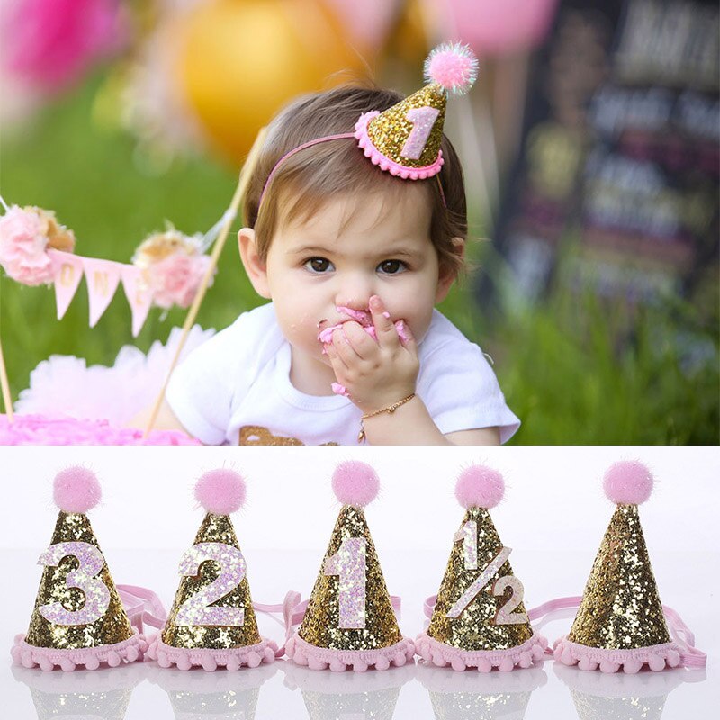 Kleurrijke Glitter Baby Hoofdbanden Driehoek Crown Meisjes Elastische Haarband Baby Peuter Verjaardagsfeestje Hairball Hoofddeksels