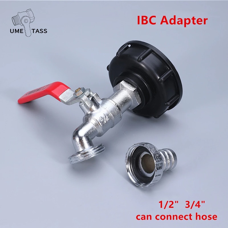 IBC tank faucet adapter S60X6 1/2" 3/4" Garden Hose Faucet Water Tank Hose Connector Tap Replacement Fitting Valve