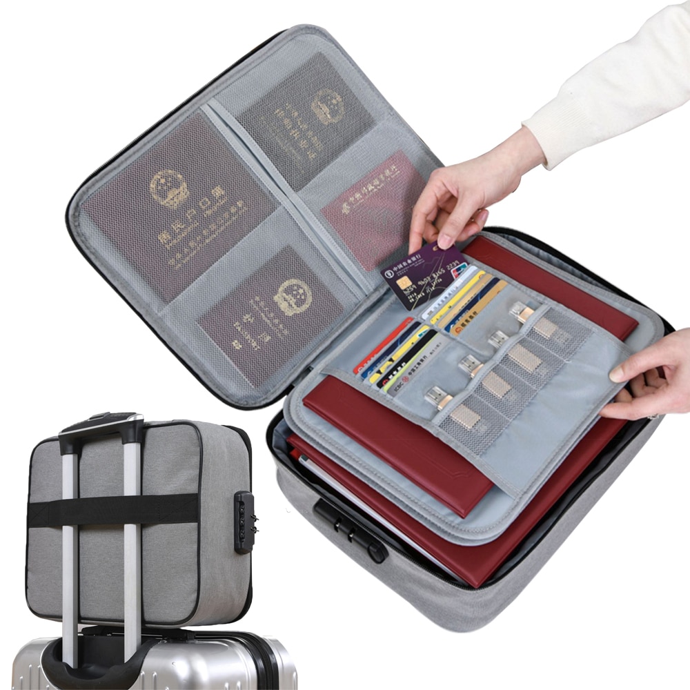 Bolsa de tickets para documentos de viaje, organizador de archivos de gran capacidad para certificados, uso doméstico para viajes, para almacenar artículos importantes, caja de almacenamiento