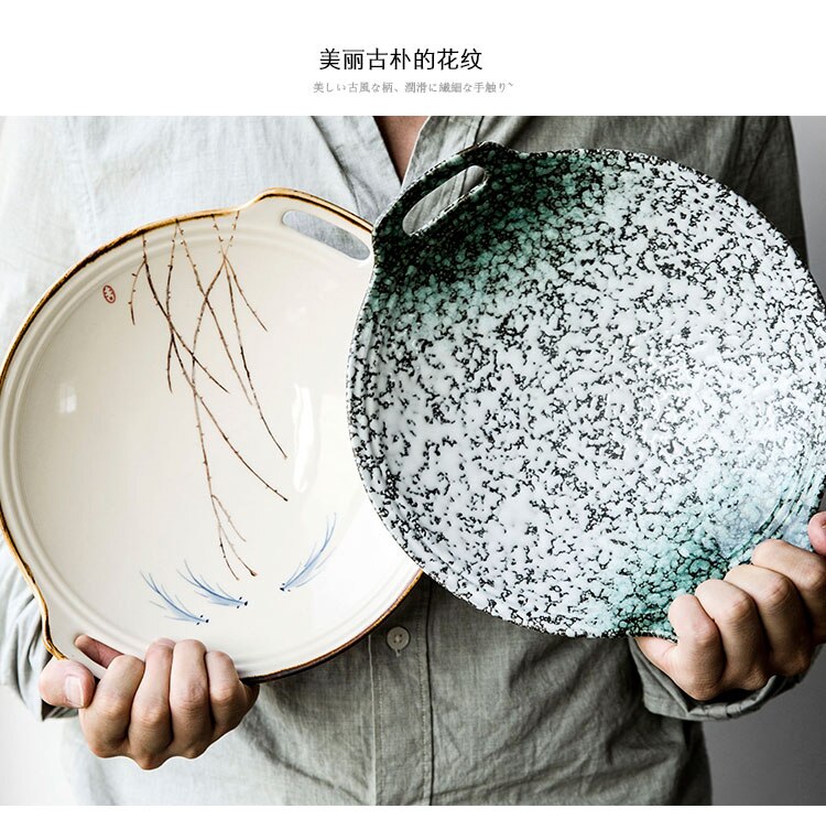 Bone China Food Plate Dinnerware Hand-Painted Ceramic Pottery Tableware Round Bina Dish Plate Salad Plate