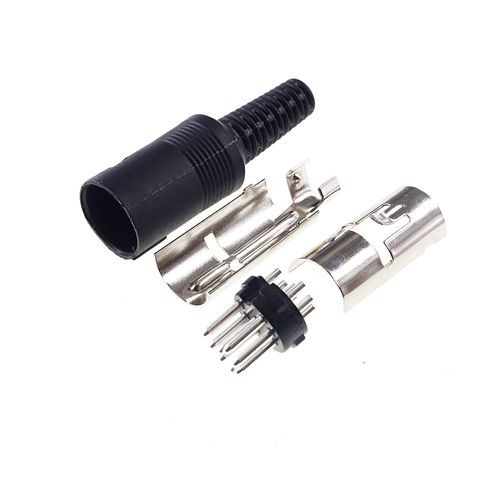 2 uds 262 270 grados 8 pines DIN macho cabezal de enchufe soldadura DIY Vertical Circular Push-Pull conector de alimentación contactos mecanizados