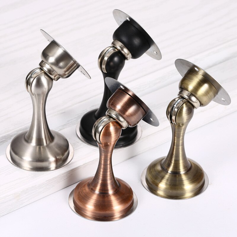Stainless steel thickened non drilling strong magnetic indoor door anti-collision door block ground suction