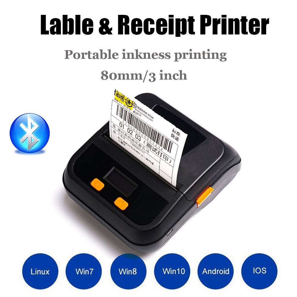 Mini-imprimante thermique Portable 2 en 1, 3 pouces, commande TSPL et ESC/POS, pour téléphone et ordinateur, Compatible Bluetooth