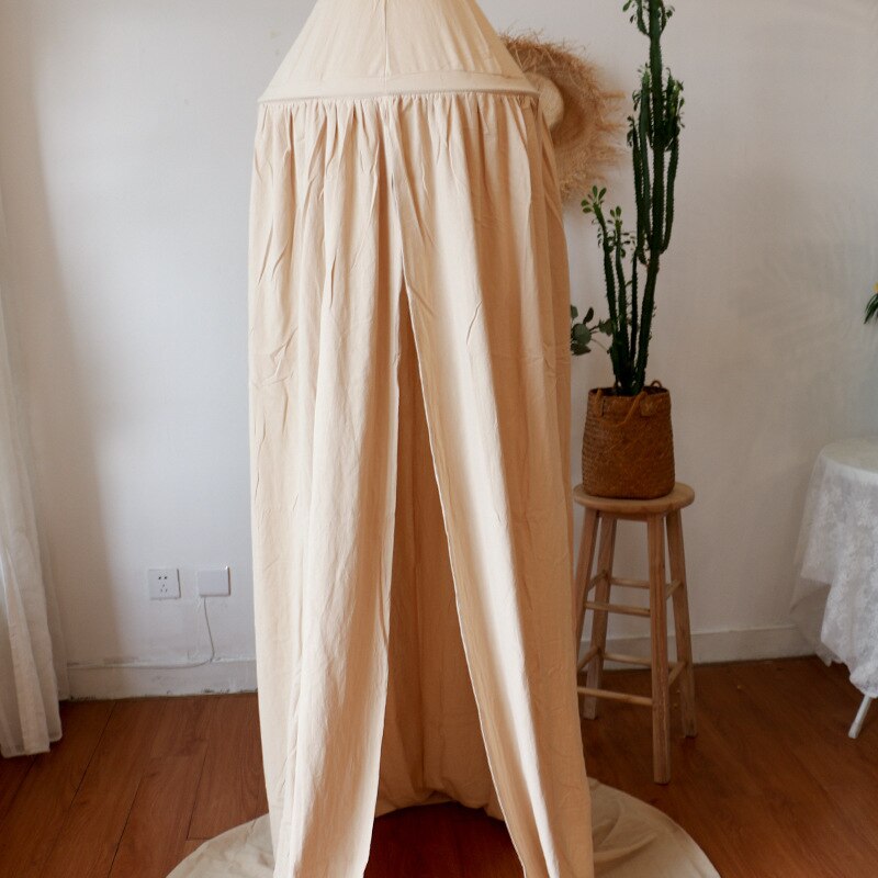 Cortina de cama colgante redondo para niños, dosel de algodón para bebé, mosquitera, casa, cama, cuna, tienda colgante, decoración del hogar, 8 colores: KHAKI