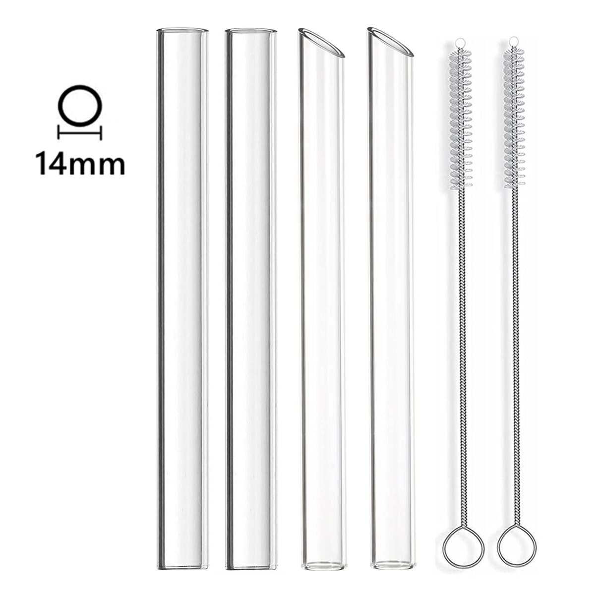 14mm extra breda sugrör i glas återanvändbara bubbel te sugrör dricksrör för boba smoothie juice miljövänligt stort sugrör: 14mm blandade