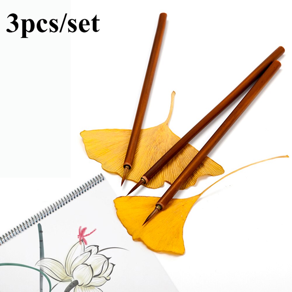 3pcs/set Metal head Hook Line Fine Paint Brush Chinese Calligraphy Brush Pen Paint Brush Art Stationary Oil Painting Brush