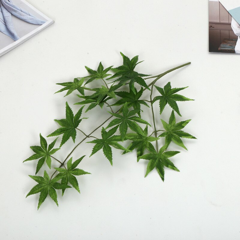 Autumn Maple Leaf Artificial Silk Green Plant Decor for Home Party Christmas Garden Maple Leaves Plant Wall Decor: Green