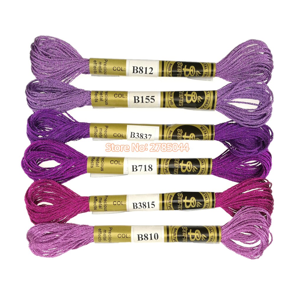 Sanbest Metallic Cross Stitch Thread Shiny Effect Embroidery Threads DIY Decor Hand Knitting Crafts Floss Sewing TH00042: New Combo 05