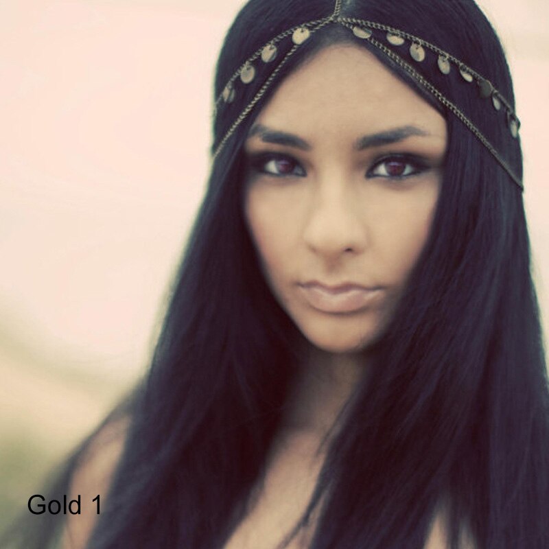 Bohemian Hair Jewelry Party Wedding Vantage Crown Metal Tassel Women Head Chain Headband Headpiece NIN668