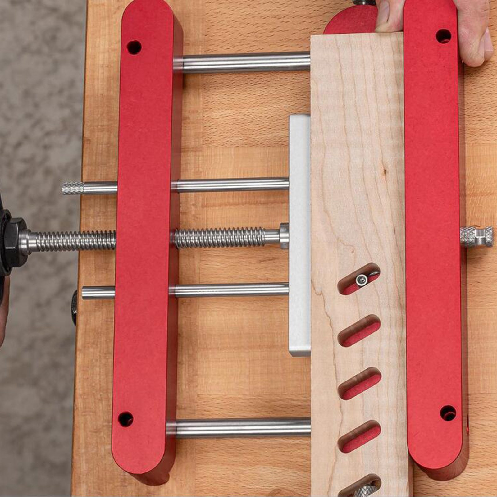 Precision Mortising Jig &amp; Loose Tenon Joinery Jig 2 in 1 Punch Locator Doweling Red