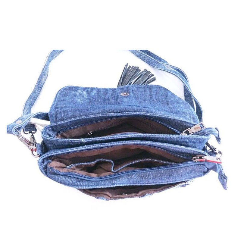 IPinee Style rétro Denim sac à bandoulière petites femmes sac à bandoulière gland femmes Messenger sac