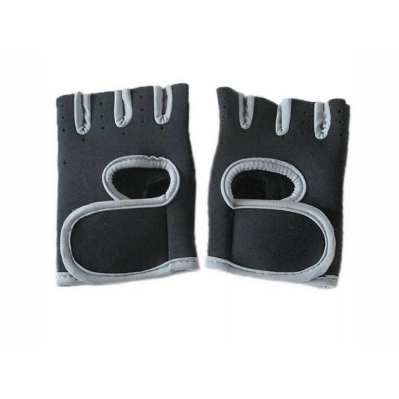 Guantes antideslizantes de medio dedo para Fitness, Unisex, levantamiento de pesas, entrenamiento, deportes al aire libre: Gray / S