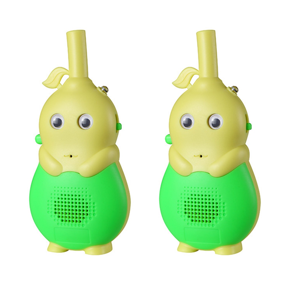 2 st/set barn walkie talkie barn tecknade mini leksaker för barn barn presentbärbara tvåvägs transceiver lanyards för utomhusbruk: Green us plug