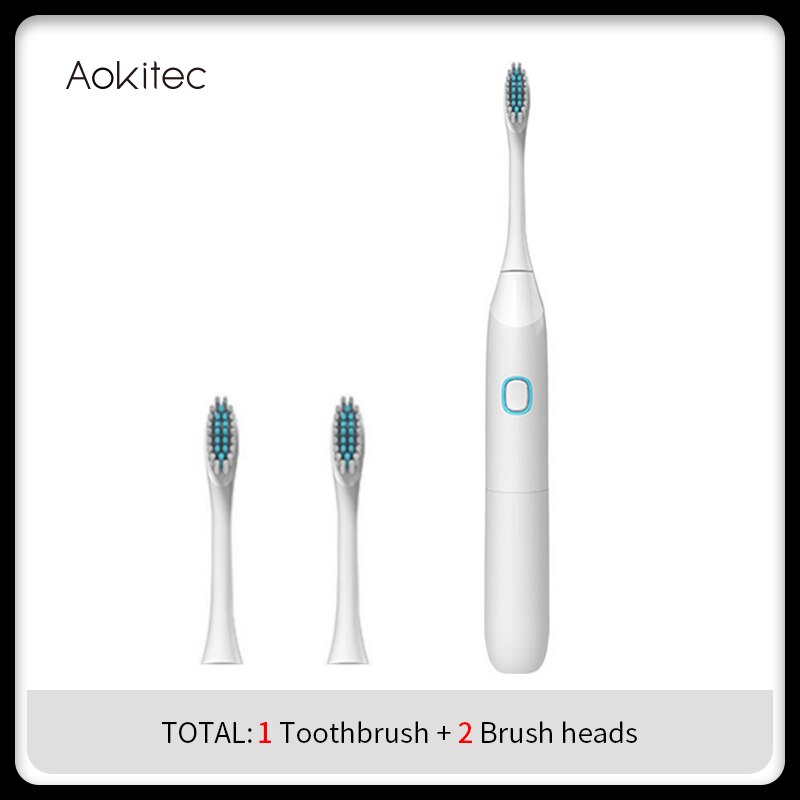 Aokitec Electric Sonic Toothbrush 50% OFF Replacement Heads Battery Automatic Waterproof Tooth Brush Deep Cleaning Oral Hygiene: White1