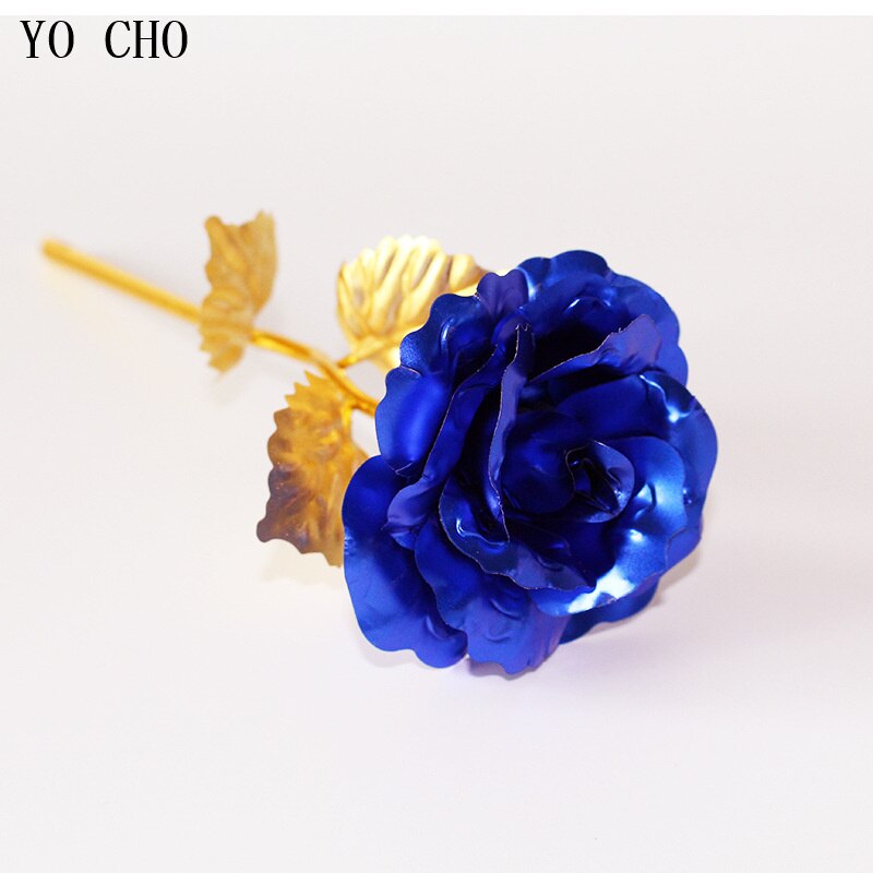 Galaxy Rose Eternal 24K Gold Flower Foil Plastic Artificial Roses Valentines Day Beauty Golden Flowers for Wedding Decor: light yellow