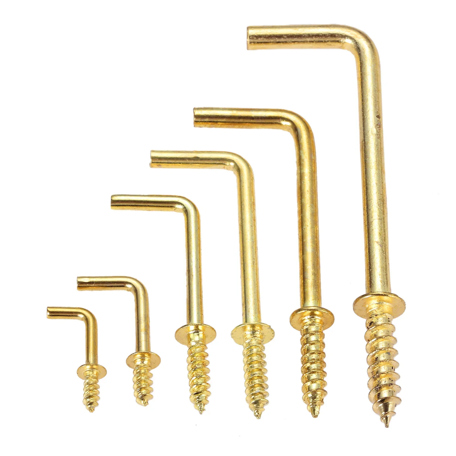 10/20pcs 7-style Metal Hook L-shape Golden Screw-in Hanger 17/25/37/47/54mm Wood Wall Mounted Photo Frame Kitchen Garden Outdoor