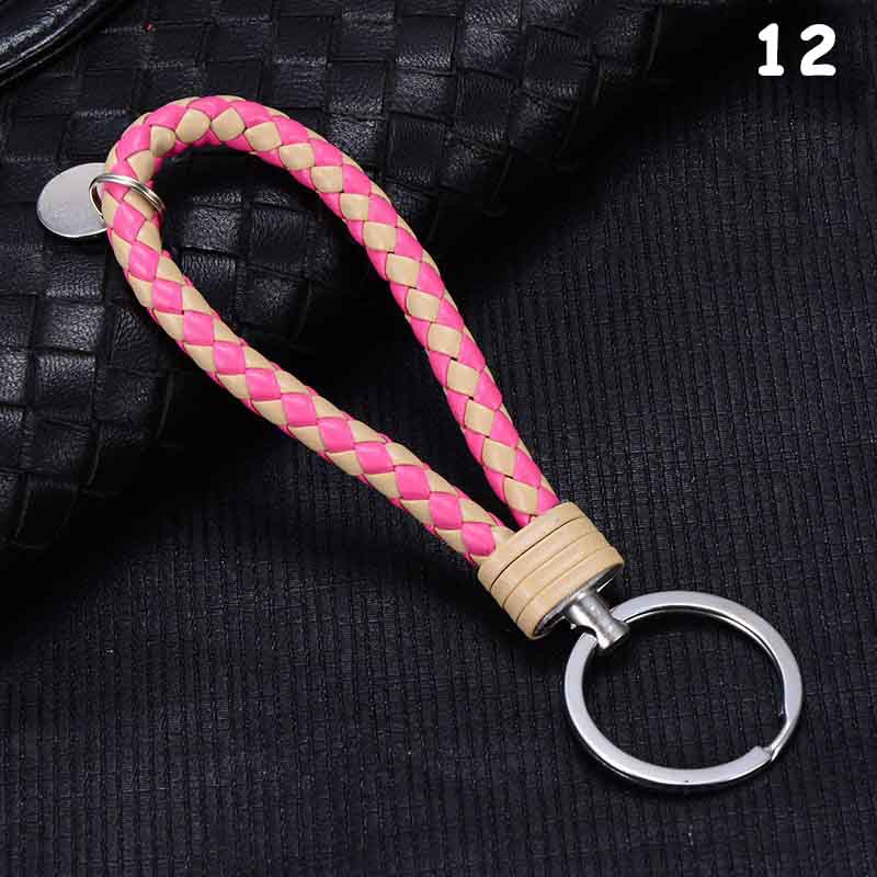 Fatti a mano Intrecciato PU Portachiavi In Pelle Catena Chiave Portachiavi In Metallo Portachiavi Auto Portachiavi Anello chiave Dell'automobile Chiave Pendente Del Sacchetto Accessori Anello: 12
