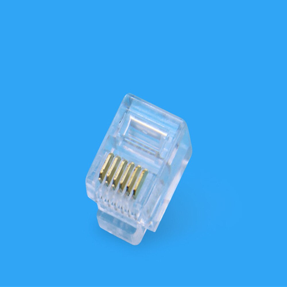 RJ11 RJ12 Cable Adapter 6P6C Socket Modular Crimp Network Telephone Transparent Connector Gold-plated Plug 50pcs/Lot