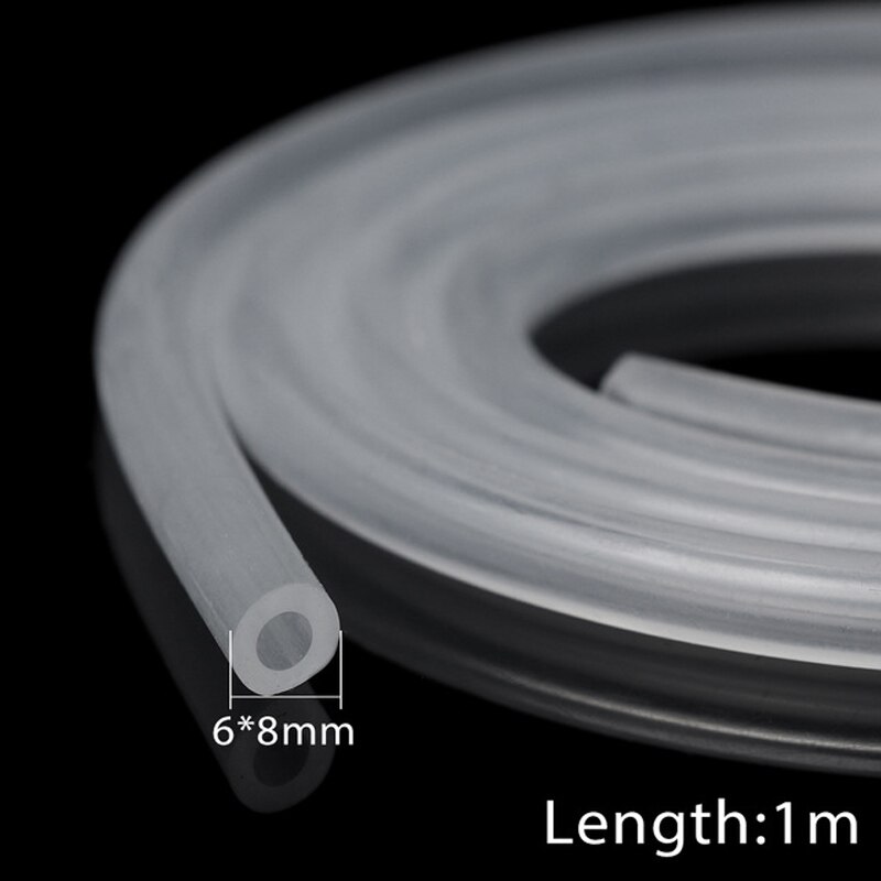 Tubo Flexible de silicona para acuario, manguera de goma transparente de grado alimenticio, diámetro exterior de 3, 4, 6, 8 y 10mm, 1 metro: 6 x 8mm
