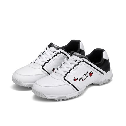 Pgm dam golfskor mjukt läder vattentäta skor dam spikes anti-halk bra grepp resistenta golfskor sneakers  eu35-40: Svart / 5.5