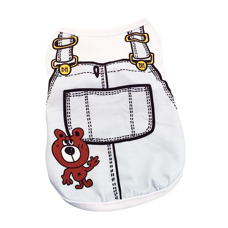 (XS-XXL) Summer Dog Clothes Perros Vest Pet Imitating Overalls Mascotas Cloth For Dogs Pets Clothing Cartoon French Bulldog ^o^: Light Blue / L