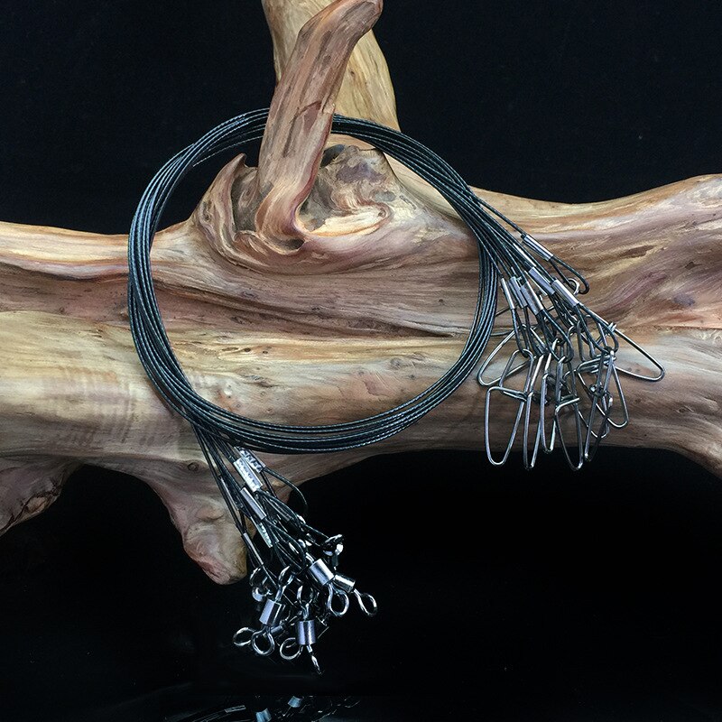 JACKFISH – fil de pêche en acier avec connecteur de pêche pivotant 50CM, 10 pièces/lot, puissance de frein Max 67KG